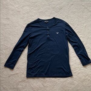 Men’s Emporio Armani Underwear 3 button 100% cotton long sleeve Henley size L